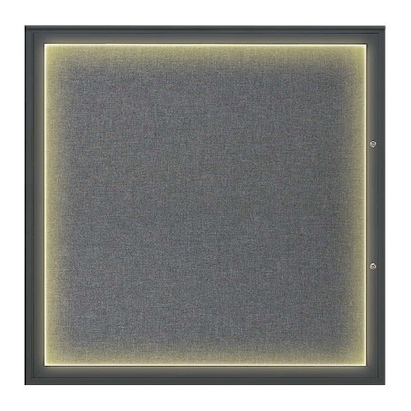 United Visual Products Corkboard, Medium Grey/Black, 48"x48" UV416ILED48PLUS-BLACK-MEDGRY