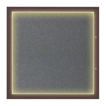 United Visual Products Corkboard, Medium Grey/Bronze, 48"x48" UV416ILED48PLUS-BRONZE-MEDGRY