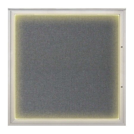 United Visual Products Corkboard, Medium Grey/Satin, 48"x48" UV416ILED48PLUS-SATIN-MEDGRY
