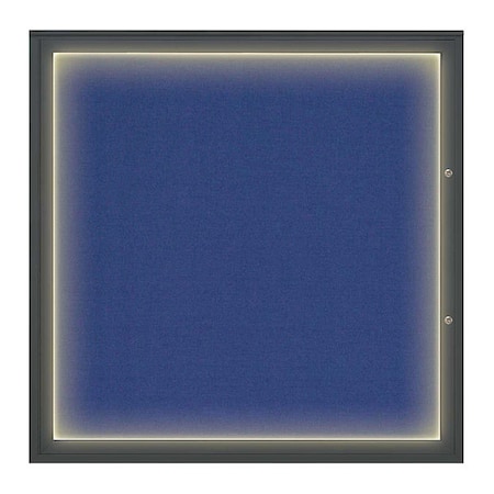 United Visual Products Corkboard, Cobalt Accent/Black, 48"x48" UV416ILED48PLUS-BLACK-COBACC