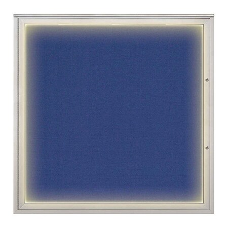 United Visual Products Corkboard, Cobalt Accent/Satin, 48"x48" UV416ILED48PLUS-SATIN-COBACC