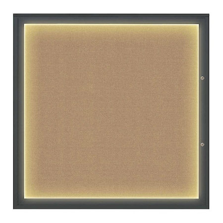 United Visual Products Corkboard, Buff/Black, 48"x48" UV416ILED48PLUS-BLACK-BUFF