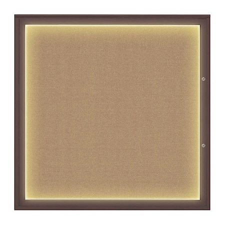 United Visual Products Corkboard, Buff/Bronze, 48"x48" UV416ILED48PLUS-BRONZE-BUFF