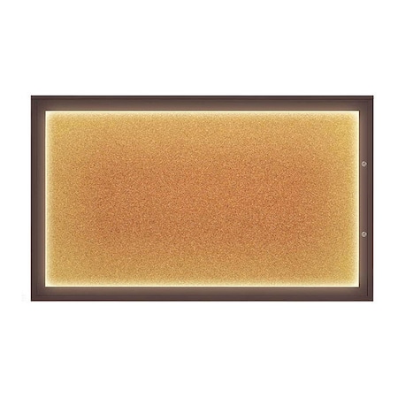 United Visual Products Corkboard, Cork/Bronze, 60"x36" UV417ILED1PLUS-BRONZE-CORK