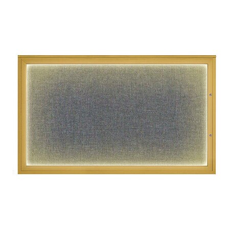 United Visual Products Corkboard, Medium Grey/Gold, 60"x36" UV417ILED1PLUS-GOLD-MEDGRY