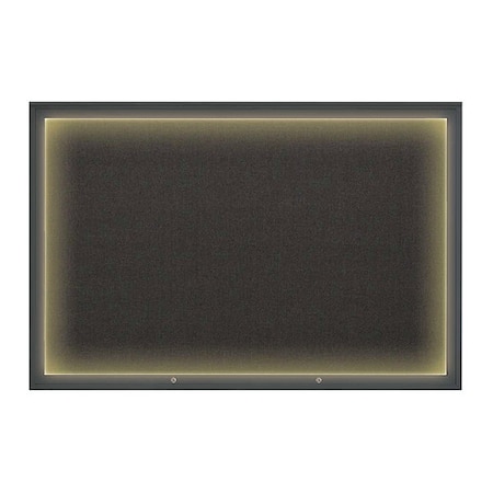 United Visual Products Corkboard, Black/Black, 72"x48" UV419ILED1PLUS-BLACK-BLACK