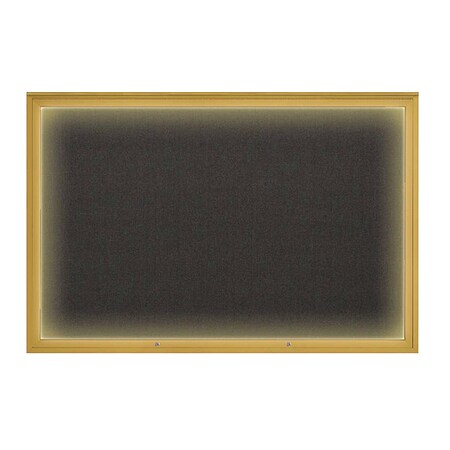United Visual Products Corkboard, Black/Gold, 72"x48" UV419ILED1PLUS-GOLD-BLACK
