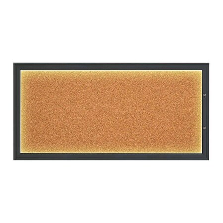 United Visual Products Corkboard, Cork/Black, 72"x36" UV418ILED1PLUS-BLACK-CORK