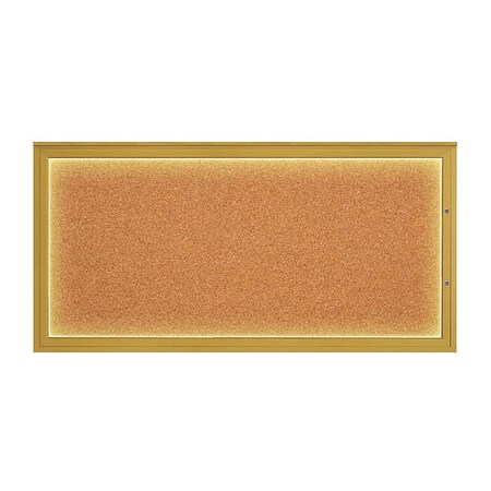 United Visual Products Corkboard, Cork/Gold, 72"x36" UV418ILED1PLUS-GOLD-CORK