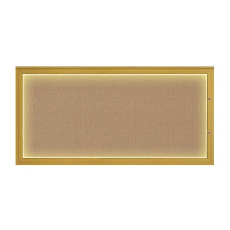 United Visual Products Corkboard, Buff/Gold, 72"x36" UV418ILED1PLUS-GOLD-BUFF