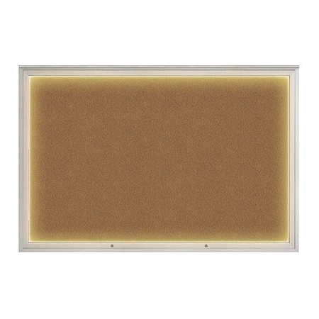 United Visual Products Corkboard, Synthetic Cork/Satin, 72"x48" UV419ILED1PLUS-SATIN-FORBO