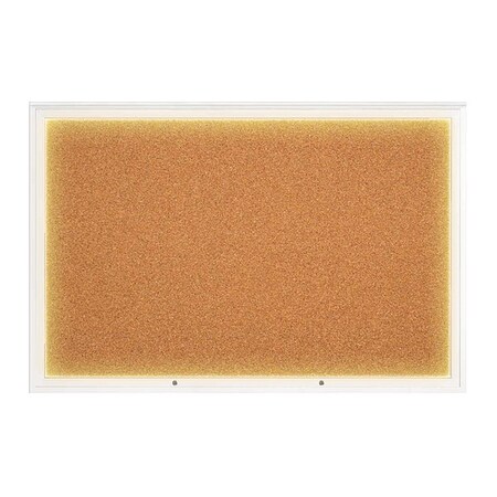 United Visual Products Corkboard, Cork/White, 72"x48" UV419ILED1PLUS-WHITE-CORK