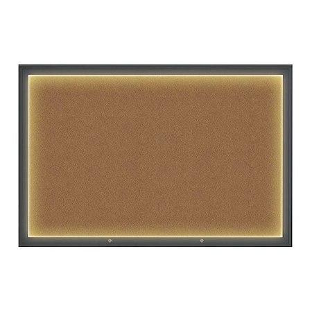 United Visual Products Corkboard, Synthetic Cork/Black, 72"x48" UV419ILED1PLUS-BLACK-FORBO