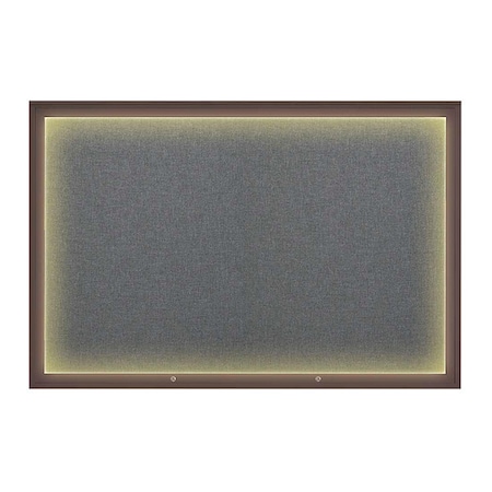 United Visual Products Corkboard, Medium Grey/Bronze, 72"x48" UV419ILED1PLUS-BRONZE-MEDGRY
