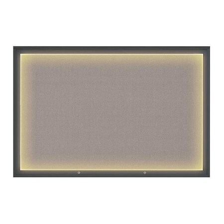 United Visual Products Corkboard, Pearl/Black, 72"x48" UV419ILED1PLUS-BLACK-PEARL