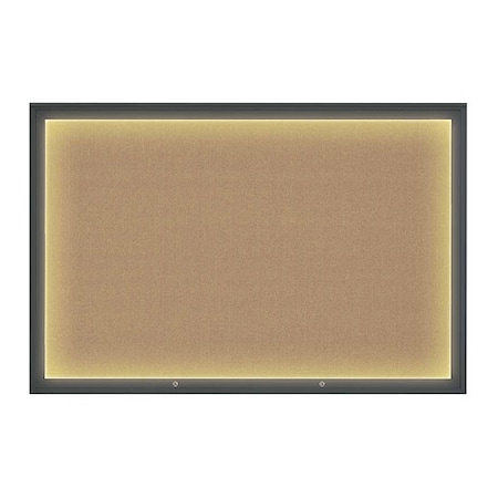 United Visual Products Corkboard, Buff/Black, 72"x48" UV419ILED1PLUS-BLACK-BUFF