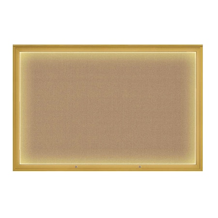 United Visual Products Corkboard, Buff/Gold, 72"x48" UV419ILED1PLUS-GOLD-BUFF