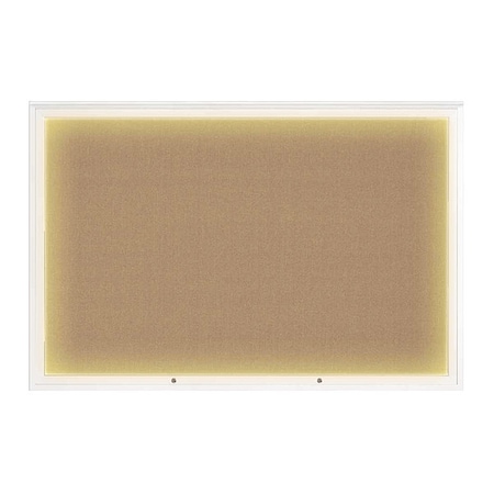 United Visual Products Corkboard, Buff/White, 72"x48" UV419ILED1PLUS-WHITE-BUFF