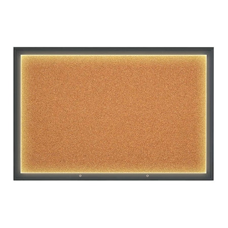 United Visual Products Corkboard, Cork/Black, 72"x48" UV419ILED1PLUS-BLACK-CORK