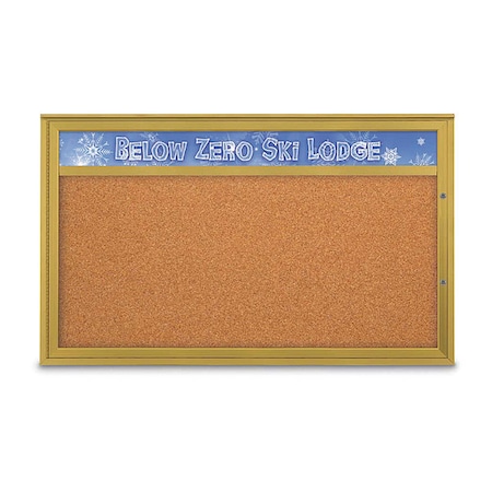 United Visual Products Corkboard, Cork/Gold, 60"x36" UV432H1PLUS-GOLD-CORK