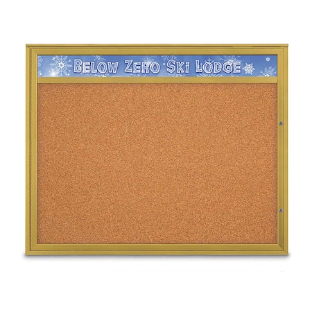United Visual Products Corkboard, Cork/Gold, 60"x48" UV432H2PLUS-GOLD-CORK