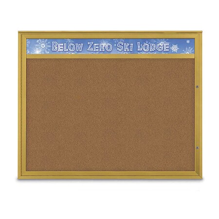 United Visual Products Corkboard, Synthetic Cork/Gold, 60"x48" UV432H2PLUS-GOLD-FORBO