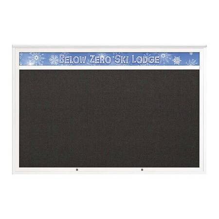 United Visual Products Corkboard, Black/White, 72"x48" UV434H1PLUS-WHITE-BLACK