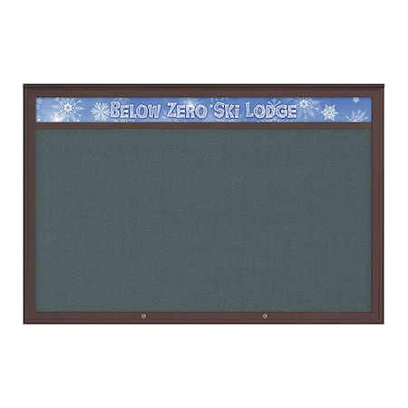 United Visual Products Corkboard, Blue Spruce/Bronze, 72"x48" UV434H1PLUS-BRONZE-BLSPRU
