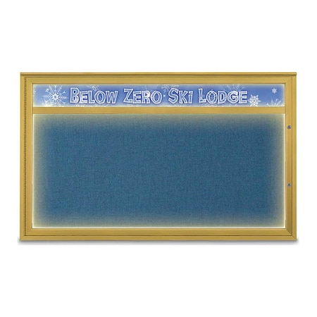 United Visual Products Corkboard, Ultramarine/Gold, 60"x36" UV452HILED1PLUS-GOLD-ULTMAR
