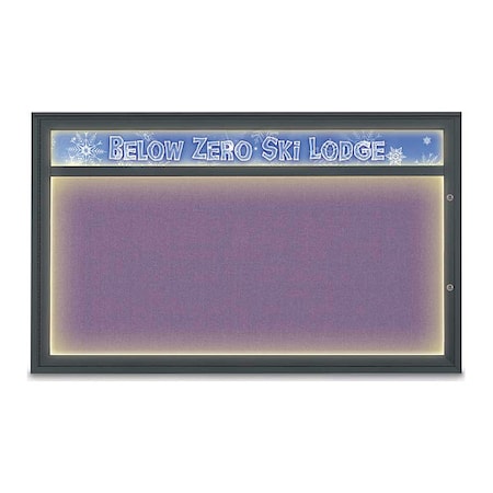 United Visual Products Corkboard, Amethyst/Black, 60"x36" UV452HILED1PLUS-BLACK-AMETHY