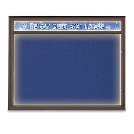 United Visual Products Corkboard, Cobalt Accent/Bronze, 60"x48" UV452HILED2PLUS-BRONZE-COBACC