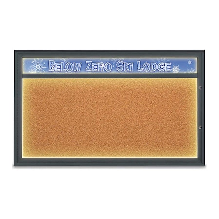 United Visual Products Corkboard, Cork/Black, 60"x36" UV452HILED1PLUS-BLACK-CORK