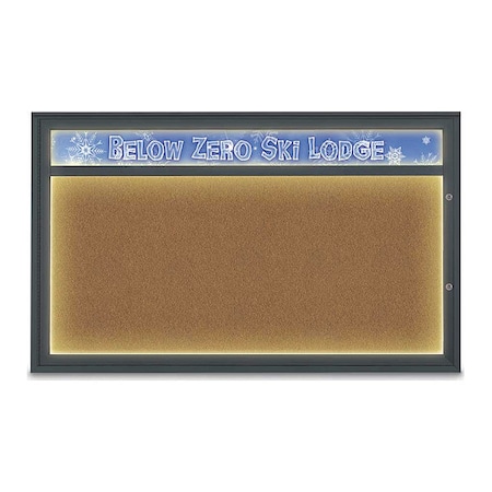United Visual Products Corkboard, Synthetic Cork/Black, 60"x36" UV452HILED1PLUS-BLACK-FORBO