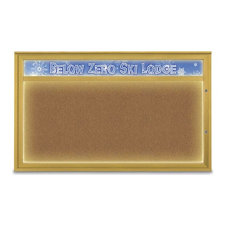 United Visual Products Corkboard, Synthetic Cork/Gold, 60"x36" UV452HILED1PLUS-GOLD-FORBO