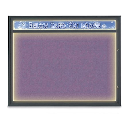 United Visual Products Corkboard, Amethyst/Black, 60"x48" UV452HILED2PLUS-BLACK-AMETHY
