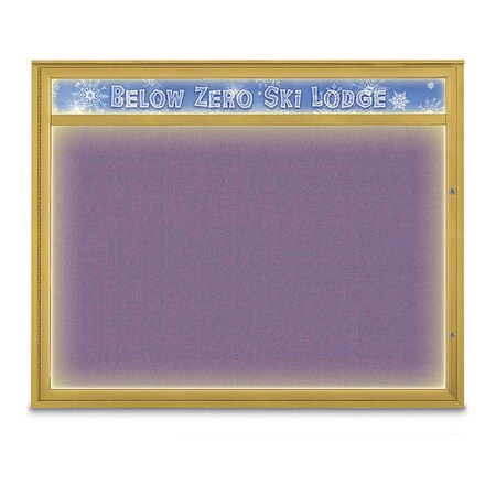 United Visual Products Corkboard, Amethyst/Gold, 60"x48" UV452HILED2PLUS-GOLD-AMETHY