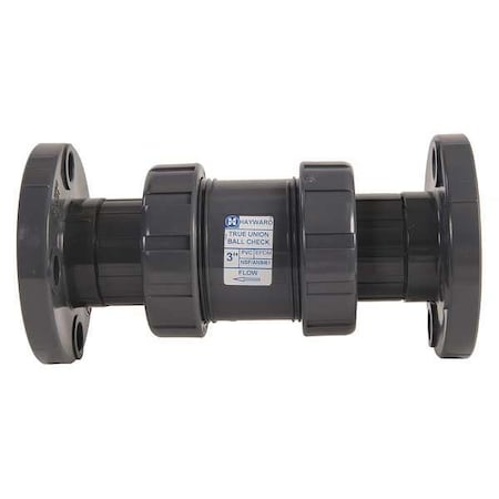 Hayward Flow Control Check Valve, True Union, Ball, 3", PVC/EPDM, Flanged TC1300FE