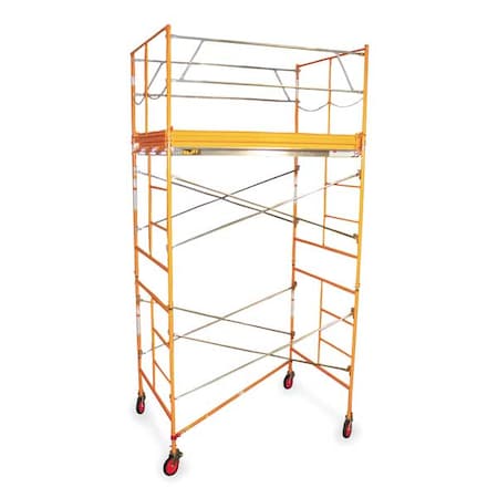 Bil-Jax Scaffold Tower, 2 to 11 ft H, 84 in W, 57 in D, Steel/Plastic, 2,000 lb Load Capacity 6004C-7X10RT