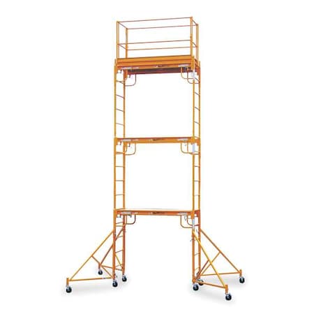 Bil-Jax Scaffold Tower, 2 to 17 ft H, 72 in W, 29 in D, Steel, 1,000 lb Load Capacity 0127-006-3