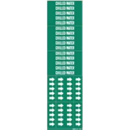 Brady Pipe Marker, Chilled Water, Gn, to 3/4 In 7045-3C