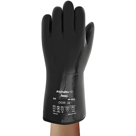 Ansell AlphaTec(R) 09-022 Chemical Resistant Gloves, Neoprene, 14 in L, 105 mil, Black, 1 PR 09-022