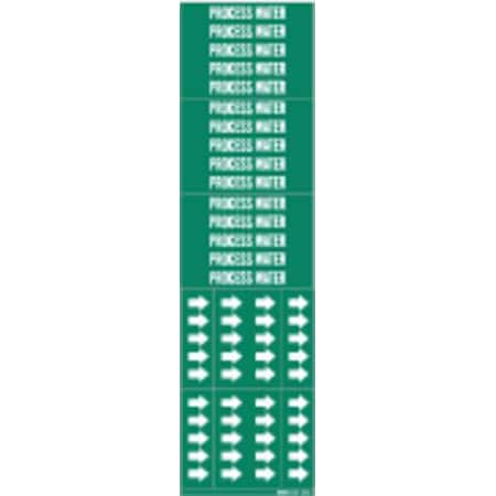 Brady Pipe Marker, Process Water, Gn, to 3/4 In 7224-3C