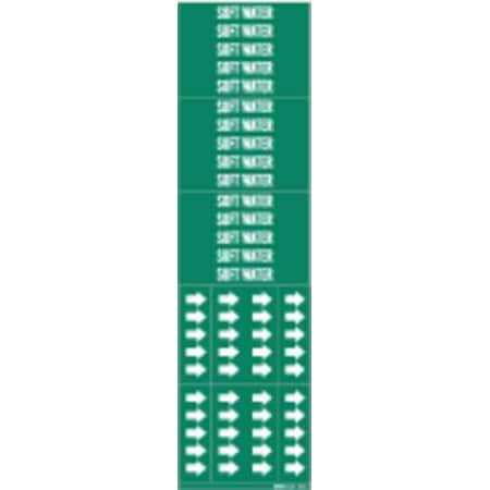 Brady Pipe Marker, Soft Water, Gn, 3/4 In or Less 7265-3C