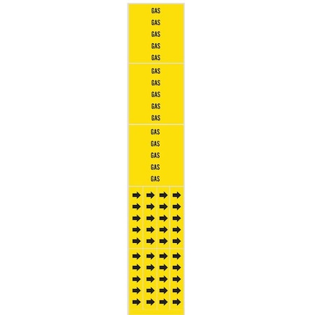 Brady Pipe Marker, Gas, Yellow, 3/4 In or Less 7119-3C