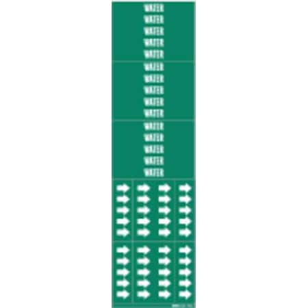 Brady Pipe Marker, Water, Green, 3/4 In or Less 7304-3C