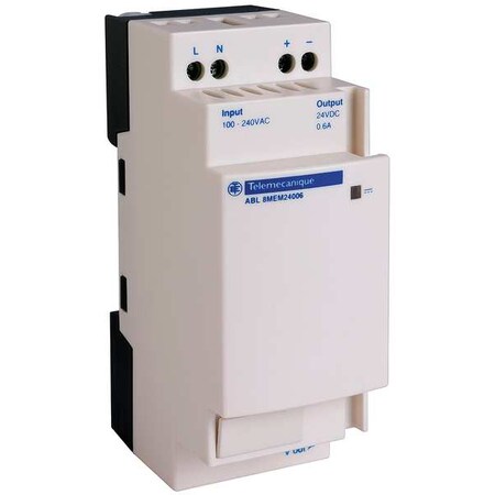 Schneider Electric Dc Power Supply, 100 to 240V AC, 120 to 250V DC, 24V DC, 15W, 0.6, Din Rail/Panel ABL8MEM24006