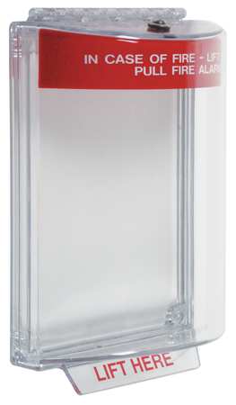 SAFETY TECHNOLOGY INTERNATIONAL Pull Station Guard, Polycarbonate, Flush Mount, 5 1/2 in Width, 2 5/8 in Depth, Red STI-13010FR