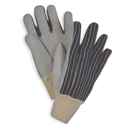 Condor Leather Gloves, Cowhide, Knit Cuff, Straight Thumb, Full Finger, Blue/Gray, S, 1 PR 5AJ42