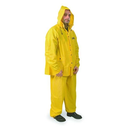 Condor 3-Piece Rainsuit with Detachable Hood, PVC, 10 mil Thick, Snap-On (Included), Yellow, 3XL 1FBB1