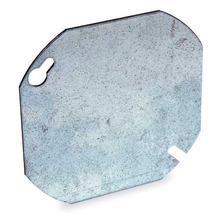 Raco Box Cover, Octagon Box Type, 0 Gang, Galvanized Steel, Blank Cover Type 722
